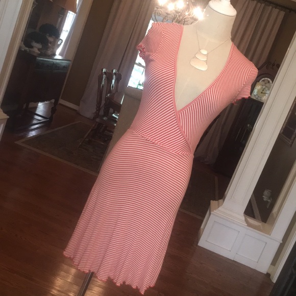 Derek Heart Dresses & Skirts - Super sexy low cut striped dress in orange:cream